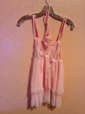 Sheer Pink Layered Babydoll Slip Dress